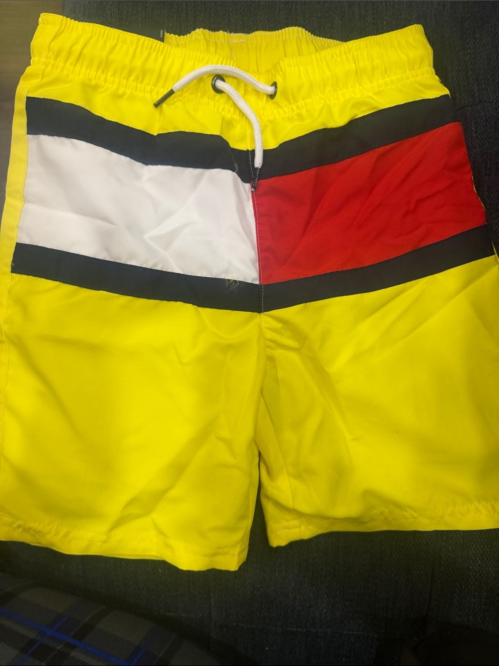 Boys 10/12 Tommy Hilfiger Yellow Colorblock Swim Trunks